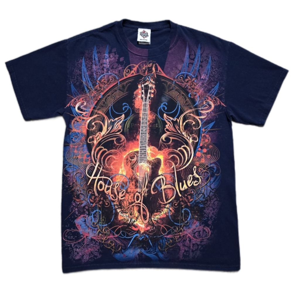 Vintage House Of Blues Shirt Mens M New Orleans Guitar Grunge Graphic Tee Y2K
